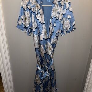 Draper James Floral Blue Wrap Dress